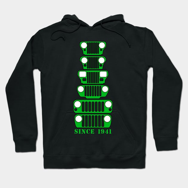 Jeep Grills Green Logo Hoodie by Caloosa Jeepers 